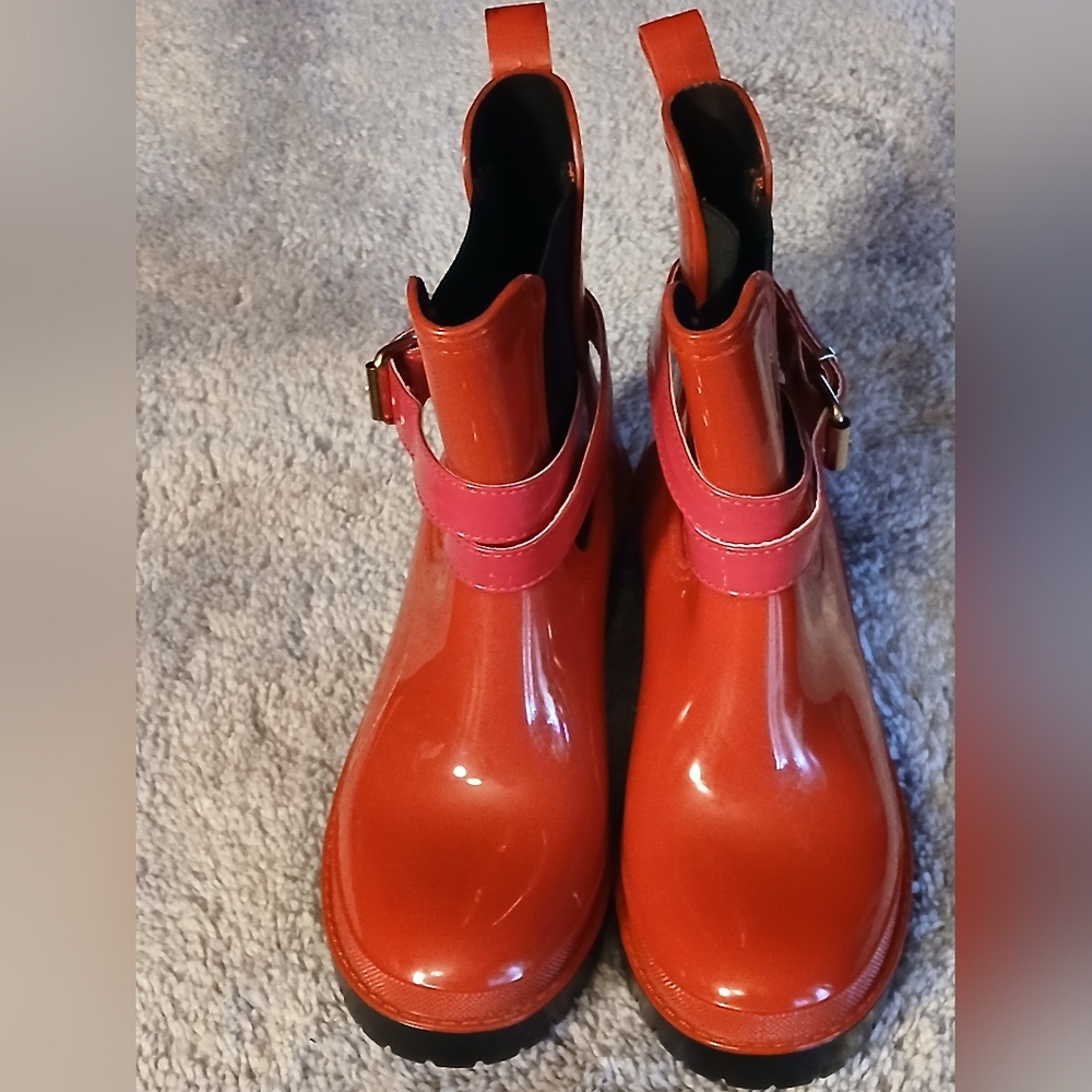 Vibrant Red Kids Rain Boots